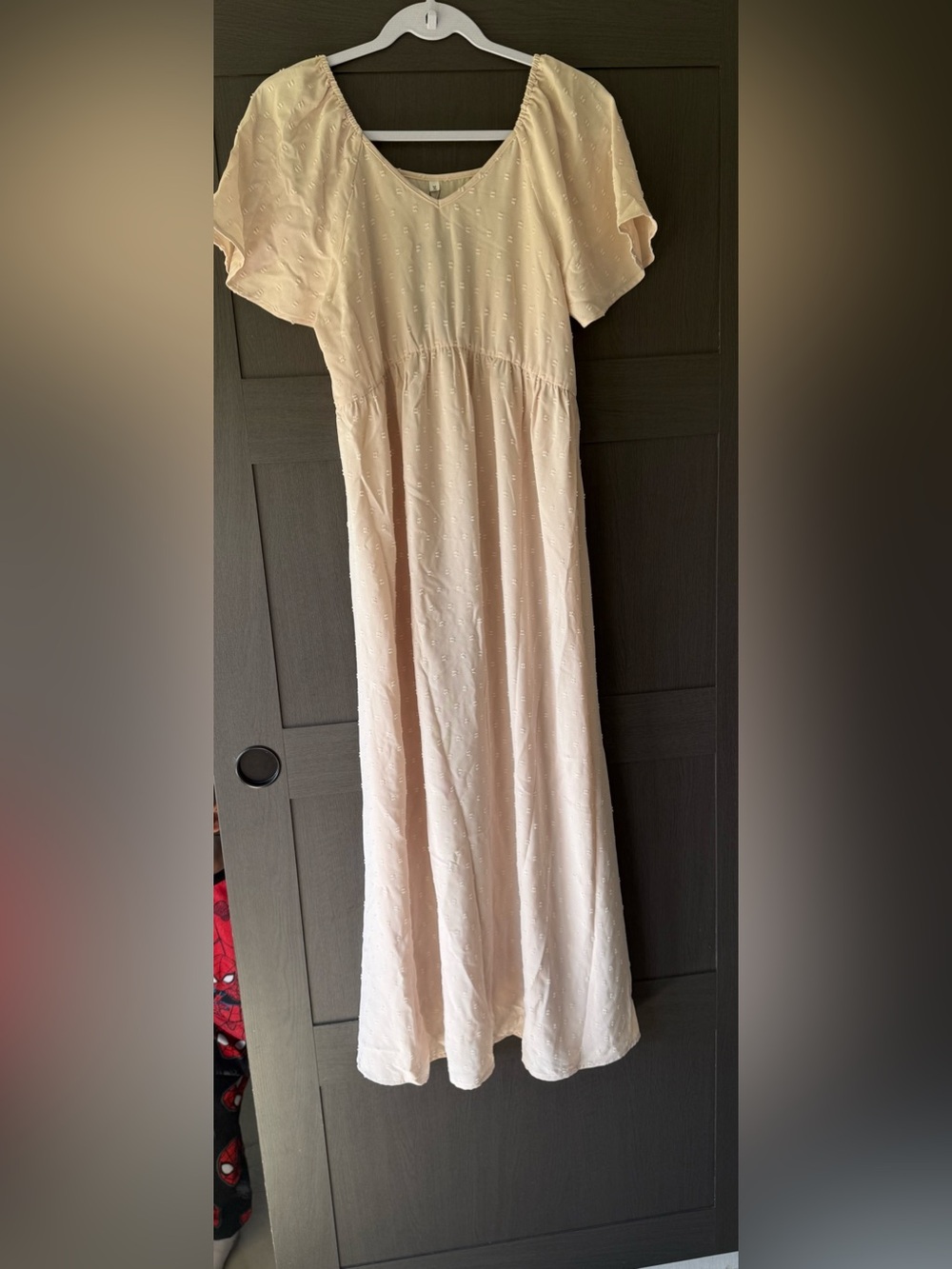 Cream Maxi Dress with Flutter Sleeves